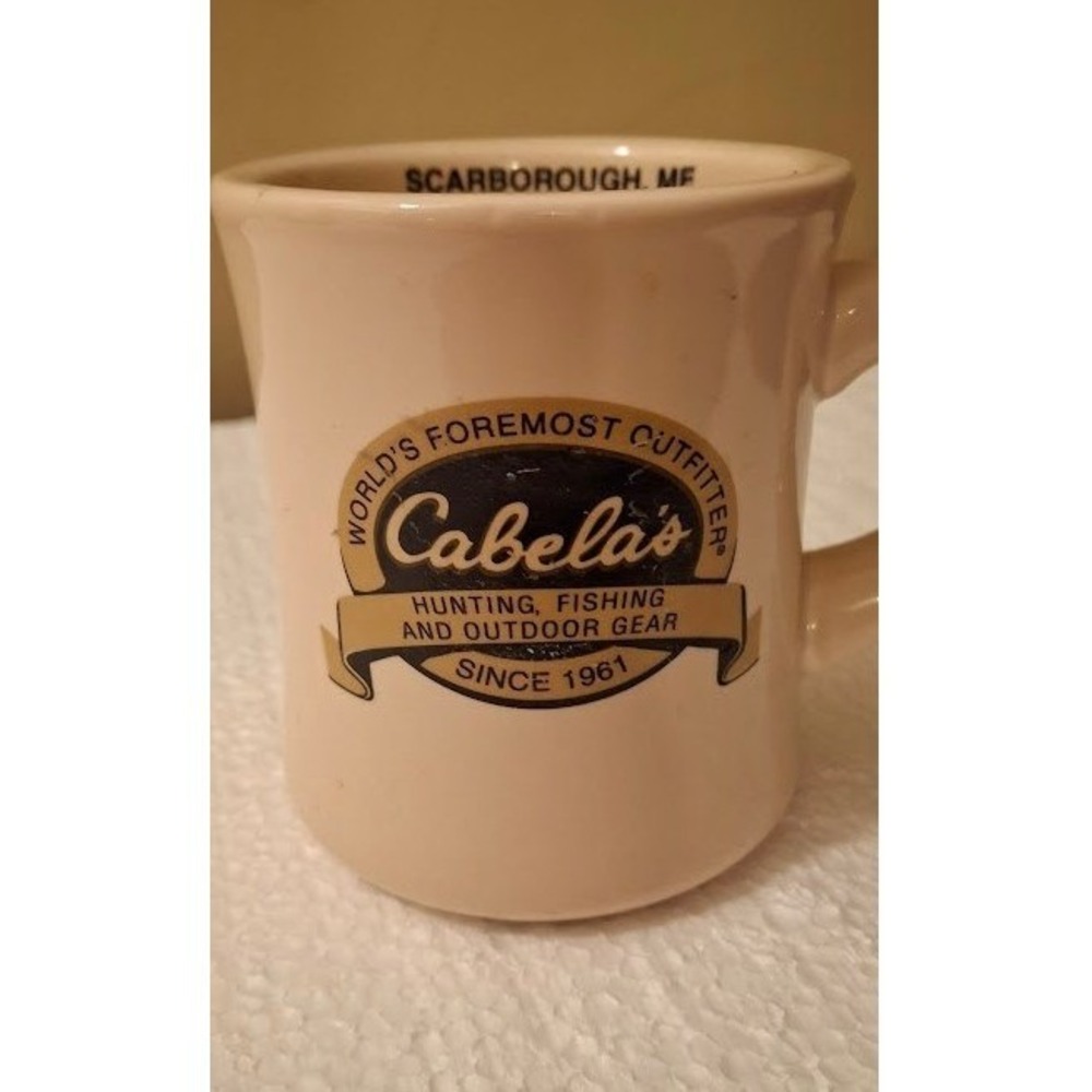 Cabela's Scarborough ME Coffee Mug Cream Ceramic Diner Style Outdoor Gear Cup